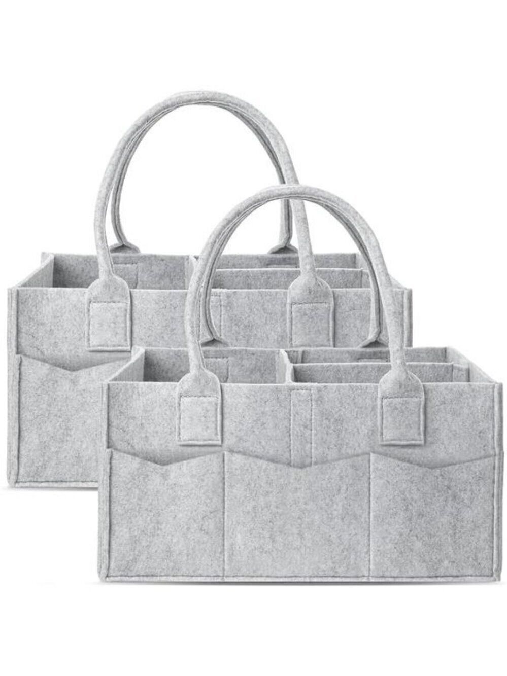 2 Pack Diaper Caddy Organizer Baby Nursery Storage Bin Car Basket Grey